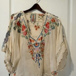 Johnny Was Small Klarah Embroidered Top Boho Floral Dainty